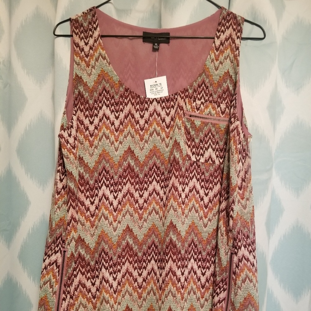 Zigzag print Zip Pocket Tank Top Blouse from Kohls